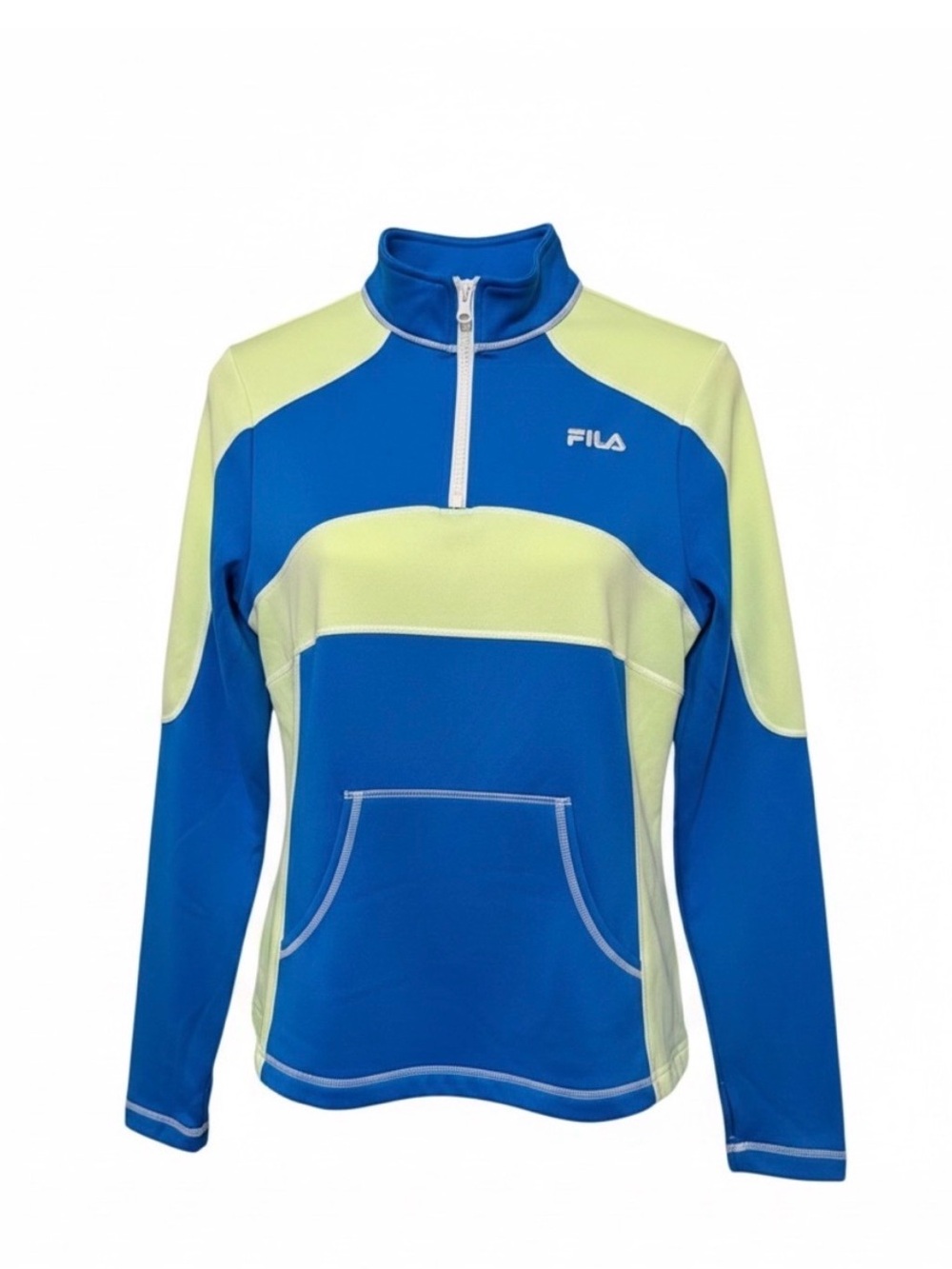 FILA Sport Blue and Lime Quarter-Zip Performance Pullover